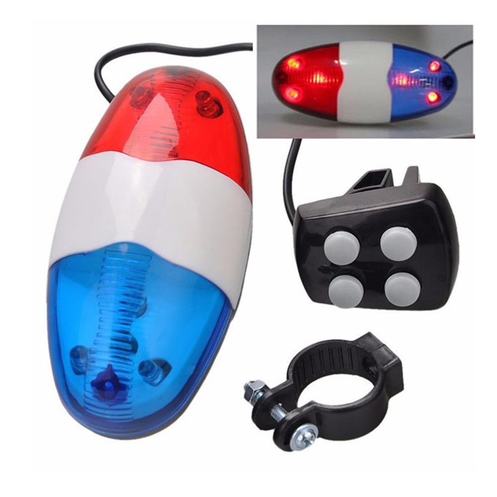 6 LED 4 Tone Sounds Bicycles Bell Police Car Light Electronic Horn Siren for Kid Children Bike Scooter Cycling Lamp Accessories2