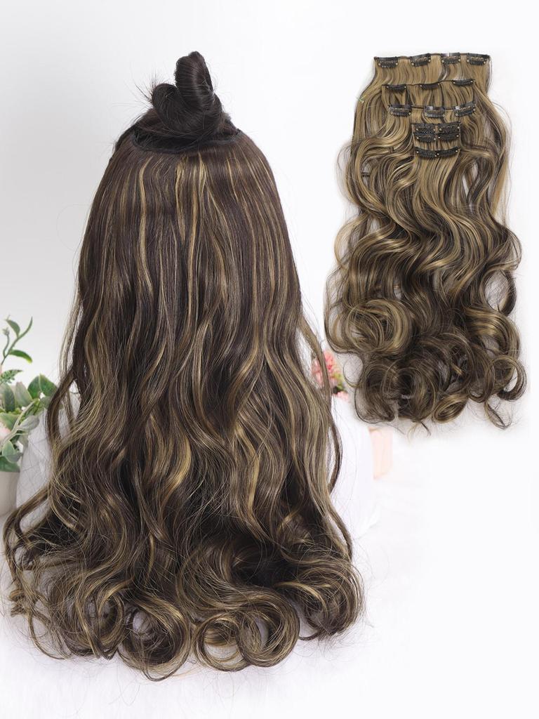 20 Inch Long Roll Hair Extensions with 6 Pieces Per Set of 16 Card Synthetic Hair Extensions