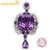 Sace Gems S925 стерлингового серебра 13 мм натуральный аметист кулон ожерелья для женщин помолвка коктейльная вечеринка ювелирные изделия