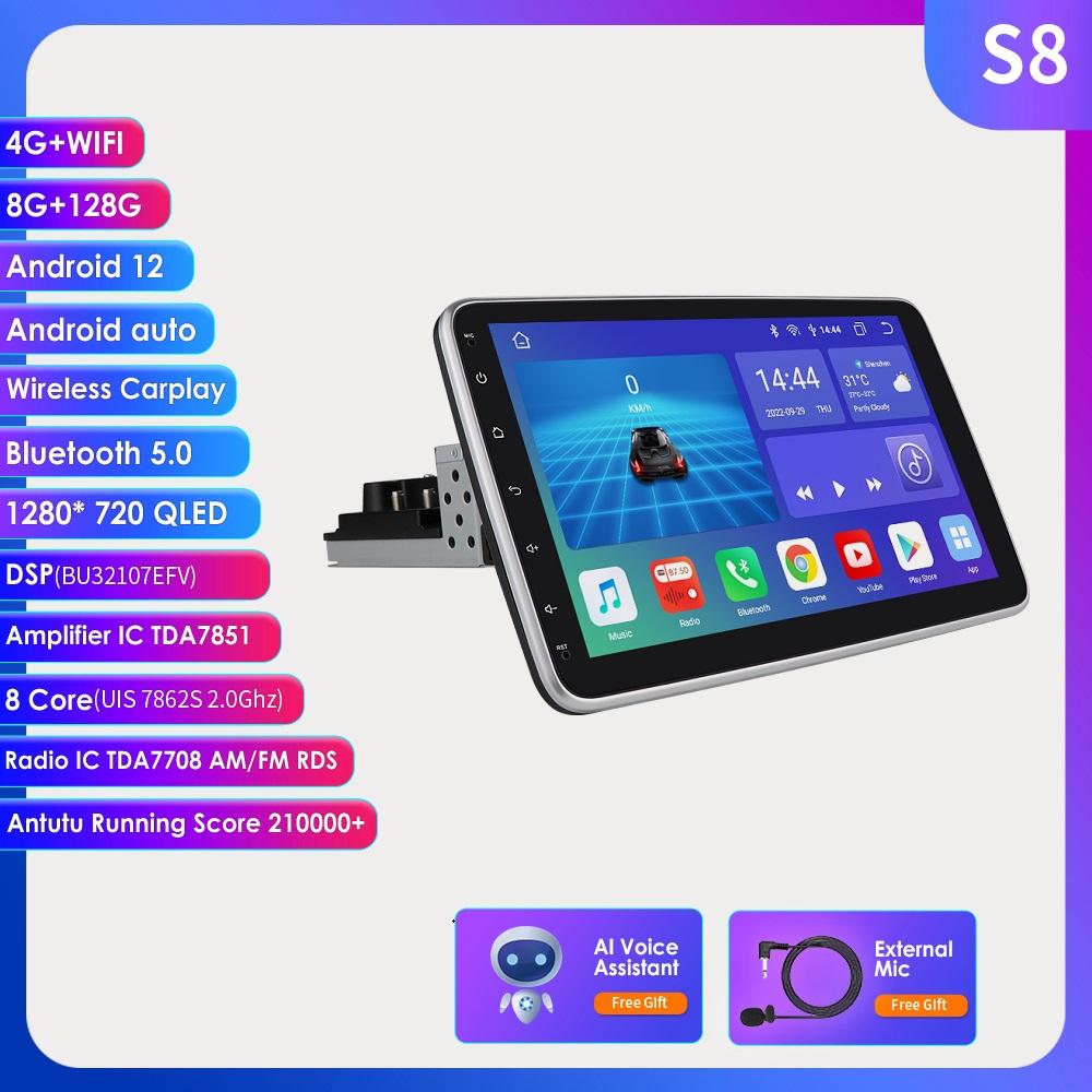 Автомобильная магнитола Hizpo 3G + 32G 10,1 дюйма, вращающаяся на 360°, 1 Din, авторадио, GPS для универсального мультимедийного проигрывателя, стерео, 1DIN, видео, авторадио, головное устройство Carplay, аудио