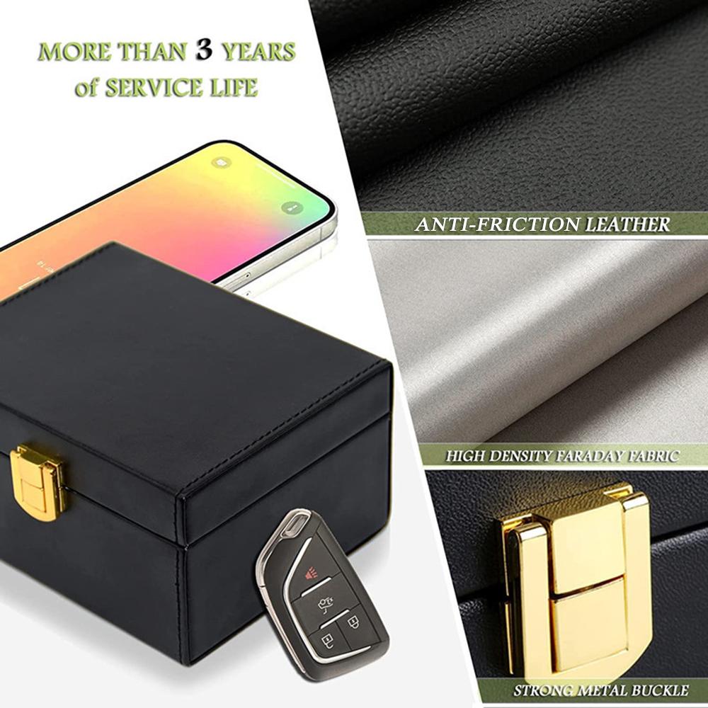 Коробка Фарадея с 2 упаковками чехла Фарадея, защитным брелоком, безопасным защитным устройством для ключей от автомобиля без ключа RFID