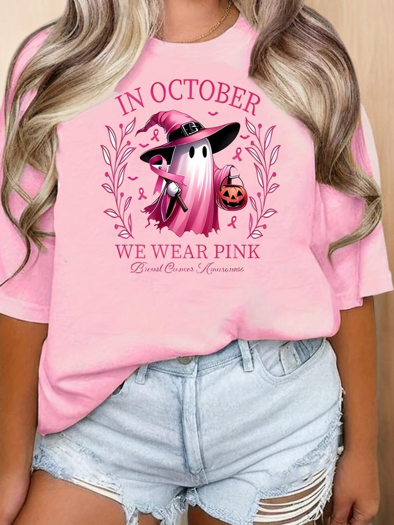 Women's Short Sleeve Crew Neck Top Halloween Graphic Print Whimsical Graphics Comfortable Fit for October Events harajukuT-Shirt