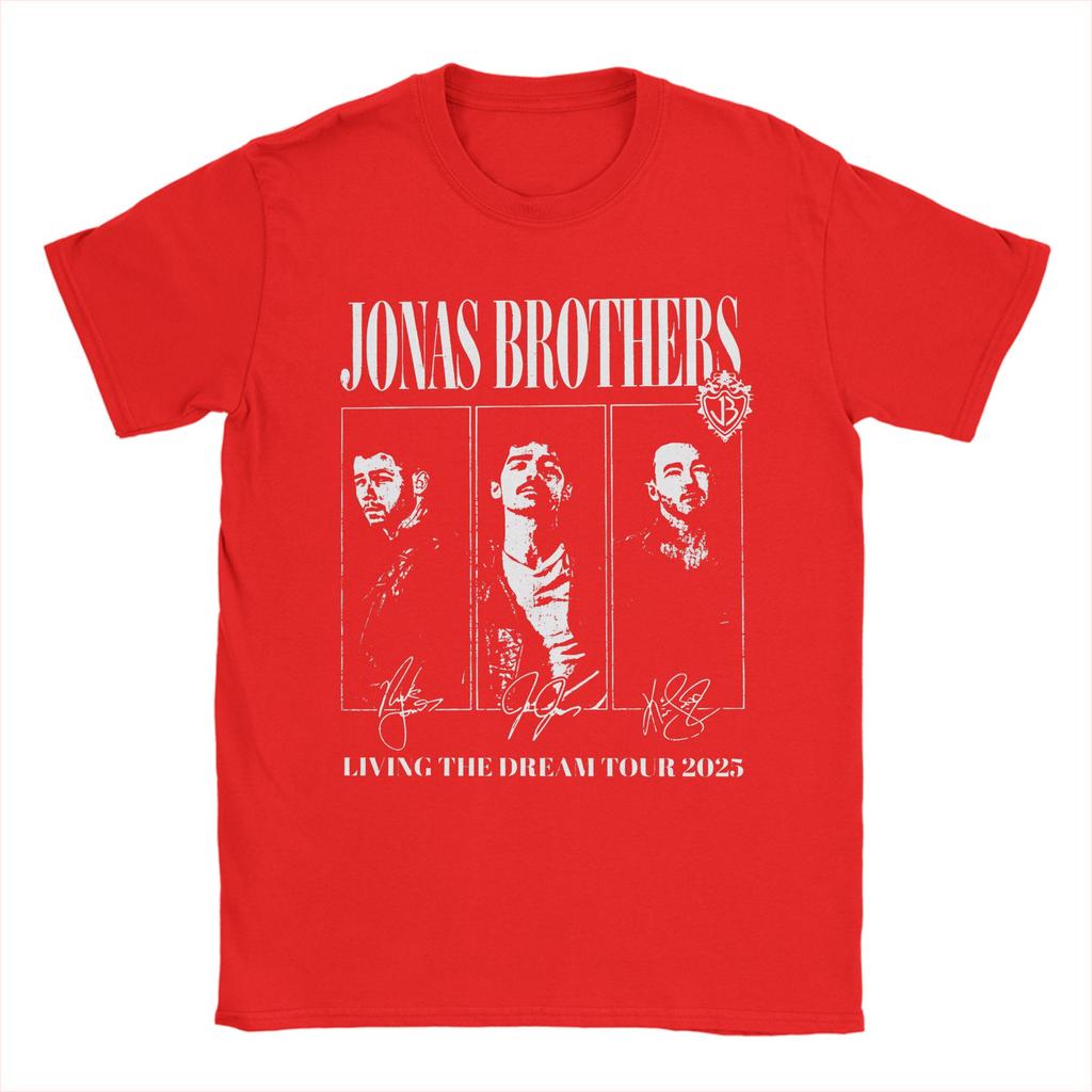 Футболки Jonas Brothers Living The Dream Tour для мужчин 100% хлопок Футболка с круглым вырезом Футболки С коротким рукавом Одежда С графическим принтом