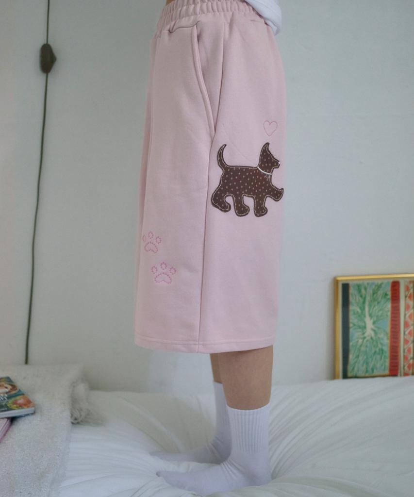 AMBLER Puppy Puppy Bermuda Pants Bermuda Single-Pleat Sweat Shorts Asp902 (Pink)