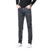 Осень и зима Новые мужские бархатные/обычные джинсы Slim Fit Small Straight Tube Средняя талия Эластичные черные удобные мягкие мужские