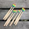 1 шт. деревянная радужная красочная головка бамбуковая зубная щетка с мягкой щетиной из волокна деревянная ручка для ухода за полостью рта