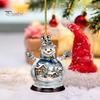 Christmas Snow Village House Ornament Log Cabin Tree Hanging Decoration Acrylic Pendant for Home Party Car Decor