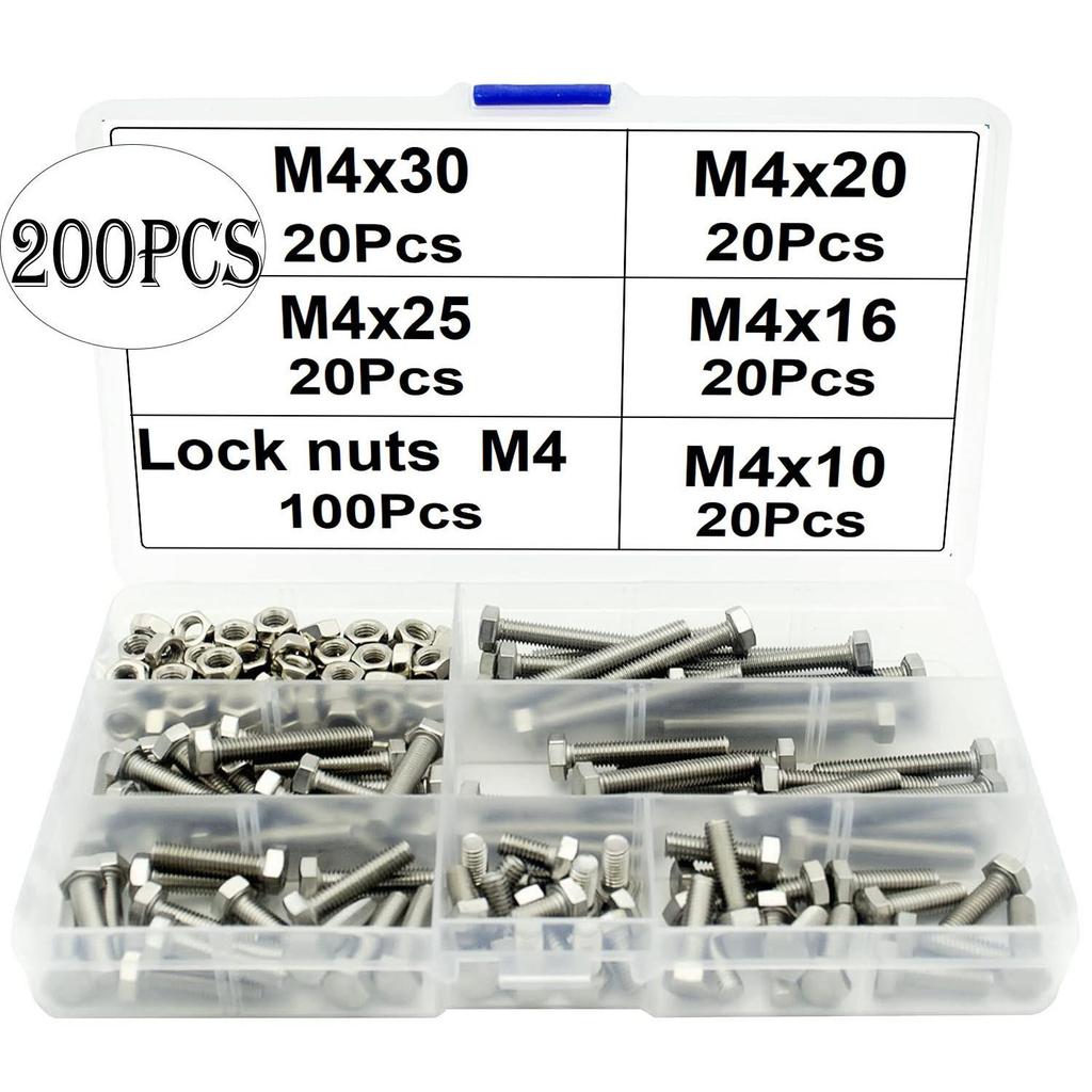 408pcs200pcs84pcs304 Stainless Steel Outer Hexagon Bolt Nut Set M4M5M6M8 Hexagon Screw