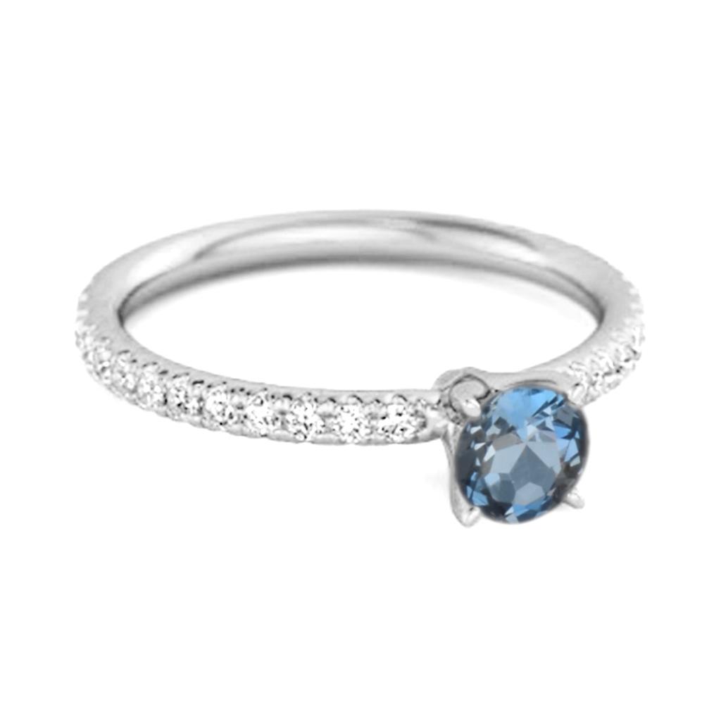 London blue topaz Round Soliatire Ring - 925 Sterling Silver