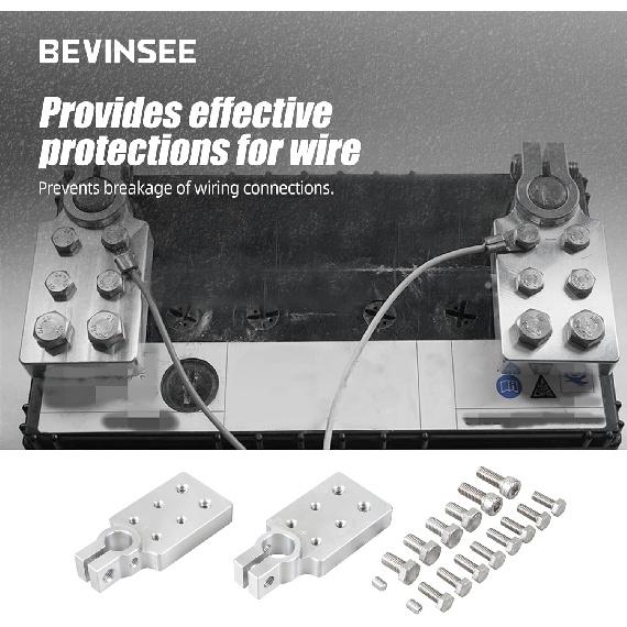 Bevee 6 Spot Battery Terminal Connector Clamps 4/0(XL) AWG Gauge, Positive And Negative (+/-)(Pair) For Standard SAE Post Style, Multi-Size Hole