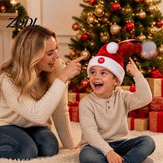 Soft Plush Christmas Costume Singing And Dancing Santa Hat, Animated Musical Hat Decorative Party Favor with Press-to-Activate Motion, Holiday