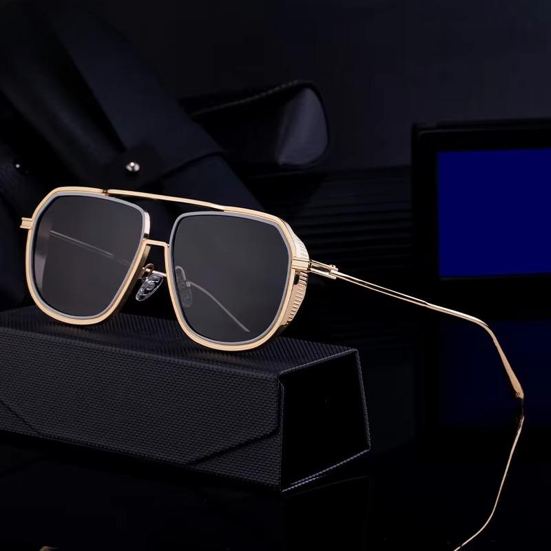 Non-polarized Fashion Steam Punk Double Girder Sunglasses Men Women Metal Square High Definition Driving Eyeglasses
