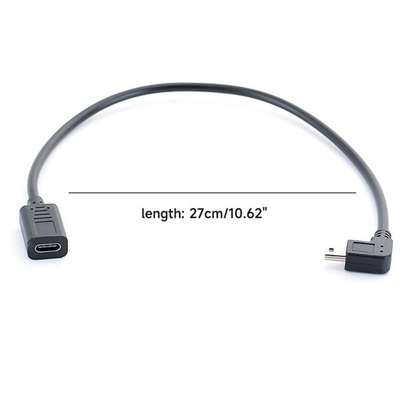 Мини USB (папа) на Type C (мама) Кабель для зарядки и синхронизации Стандартный USB C Мини-USB Шнур для зарядки 27 см