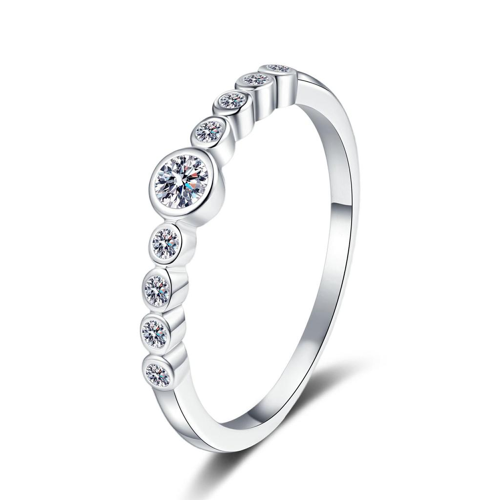 Серебряное кольцо Yinbaichuan S925 с муассанитами «Пузырь» для женщин - Элегантное, Повседневное, Универсальное.