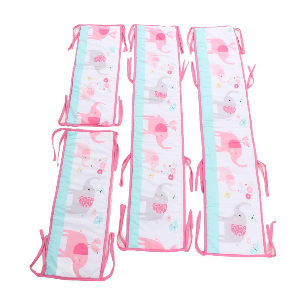 Комплект мягкой защитной подкладки для детской кроватки с милым принтом и дышащими однотонными полосками для мальчиков