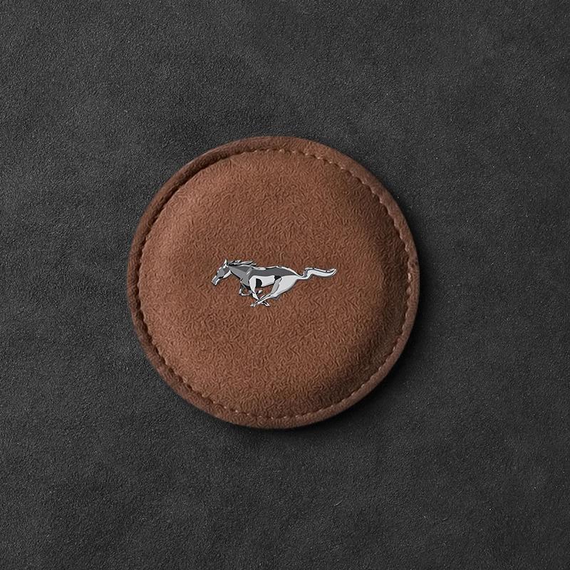 Car Cup Holder Pad Leather Badge Slot Non-slip Coaster Mat Car Styling for Ford Mustang Mk7 Focus 2 3 Mondeo Mk3 F150 Fusion