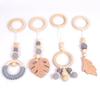 4 Pcs/set New Yarn Bead Baby Room Decoration Pendant Beech Teether Cotton Woven Wood Circle Teether Toy Set
