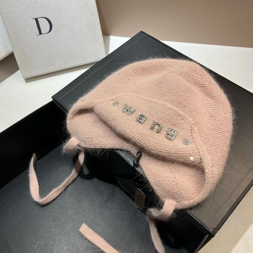 Wang King Long Rabbit Hair Warm Knitted Hat Winter Outdoor Windproof Ear Protector Hat Nordic Cold Winter Baotou Hat