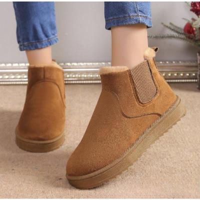 Новые осенние и зимние зимние ботинки для женщин, теплые однотонные ботинки большого размера из хлопка с резинкой на толстой подошве, короткие хлопковые туфли для женщин