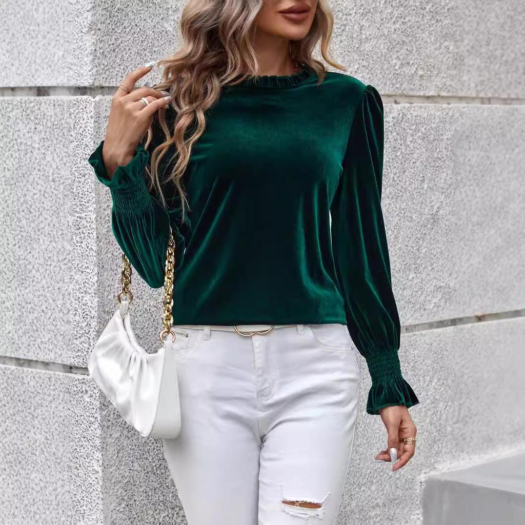 2024 Autumn/Winter Women's Velvet Long-Sleeve Top