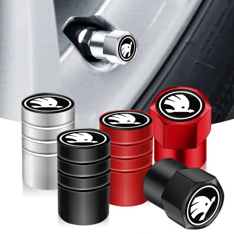 4Pcs Car pendant Aluminum Alloy Car Wheel Tire Valve Caps Stem Cover For New Skoda Octavia Kodiaq Fabia Superb Karoq Vrs xknz73
