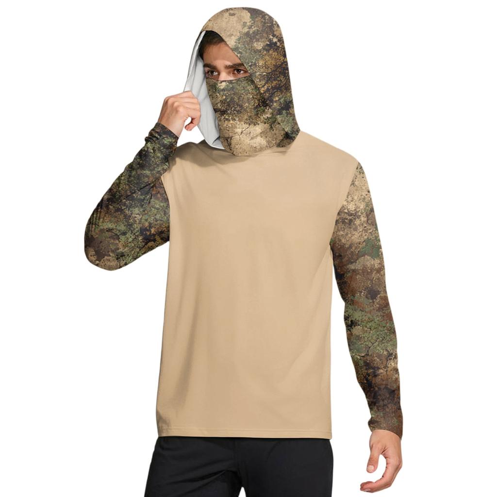 Мужская рубашка с маской Легкая с длинным рукавом Капюшон Для пеших прогулок Рыбалки Для выступлений