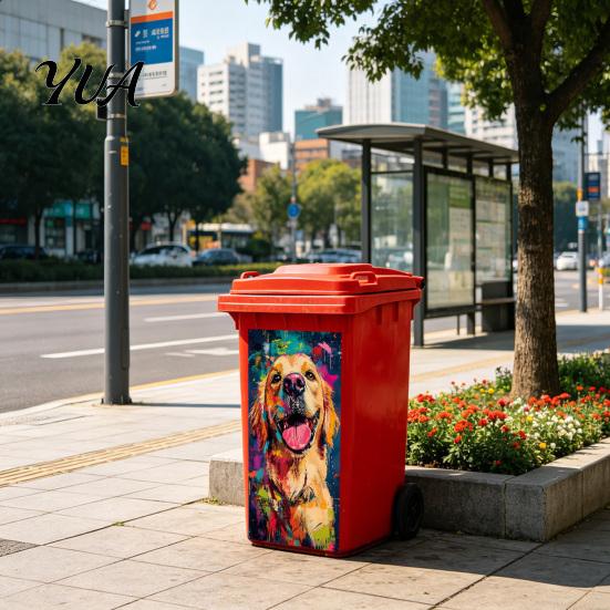 Trash Can Decals Fun Animal Stickers, Self?Adhesive Bin for Outdoor Weatherproof Waste Container Art Garbage Can, Mailbox Storage Box Yard
