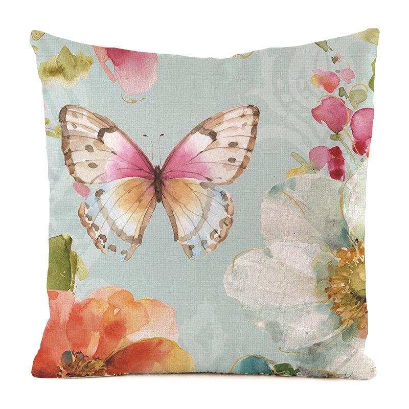 Retro Butterfly Flower Series Digital Printing Short Plush Pillow Covers For Car Sofa Office Cushion Cover Home Goods 60X60Cm