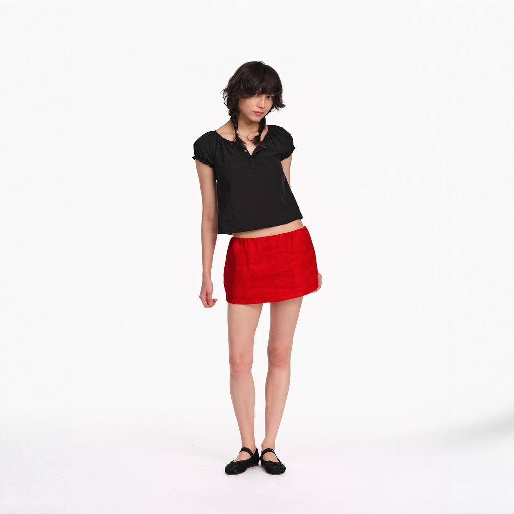 Ladies Summer Linen Mini Skort, American Hot Girl Loose Slim Anti-Chafing Short Skirt, Lightweight Casual Skort for Beach Holiday Daily Street Wear
