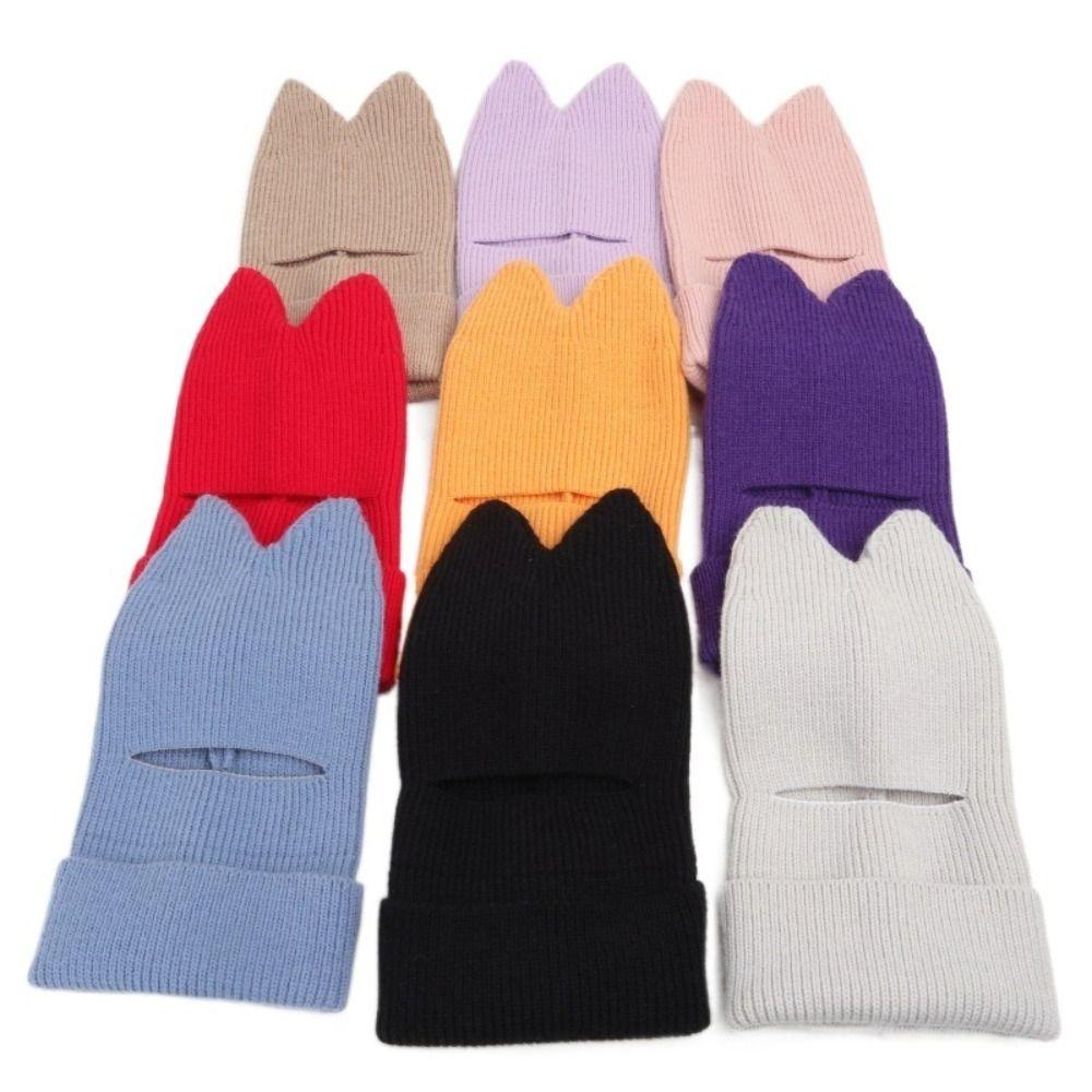 Crochet Ears Protection Hat Knitted Balaclava Hat Cute Kids Hat Face Cover