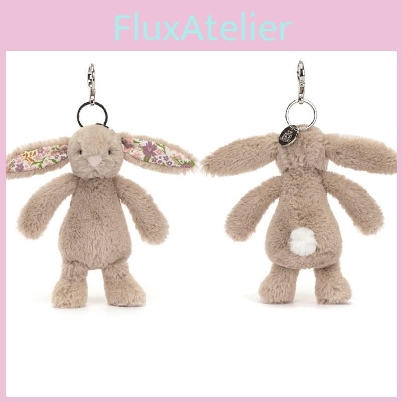 Jellycat Rabbit Soft Plush Keyring With Flowered Ears For Gift Shop