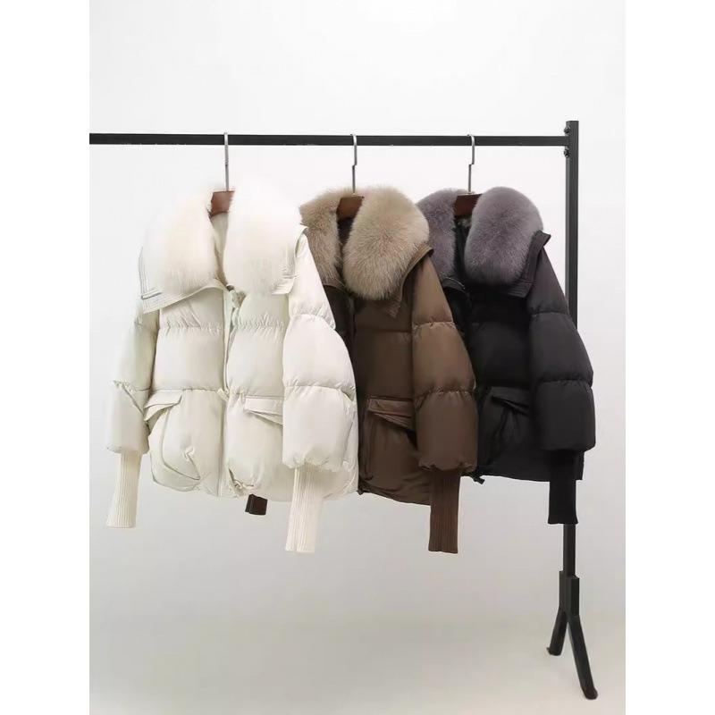 Зимняя новая пуховая хлопковая одежда женская короткая свободная хлопковая одежда женская с большим меховым воротником утолщенная хлопковая куртка