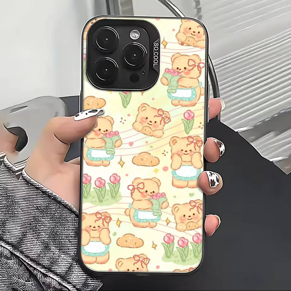 Милый Мультяшный Чехол-Б-Баттербер для iPhone 17,16,15,14,13,12,11 Plus,Pro Max,XS,Цветной Посеребренный Внутренний Чехол