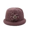 Plush Floral Knitted Bucket Hat Flower Warm Fisherman Hat Retro Woolen Hat  Autumn and Winter