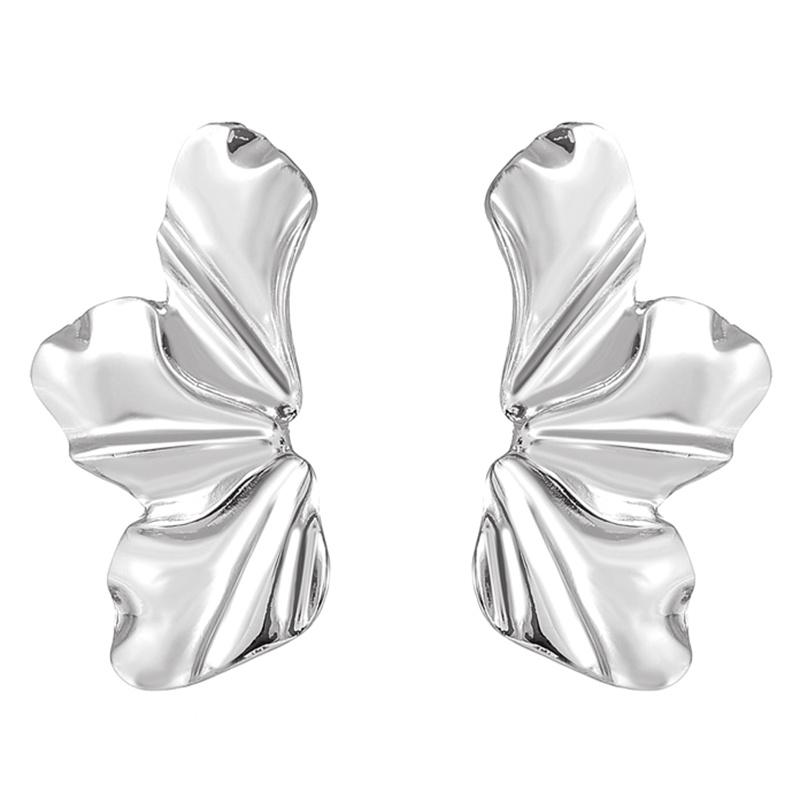 Винтажные геометрические серьги-гвоздики с преувеличенными листьями, нестандартные металлические серьги