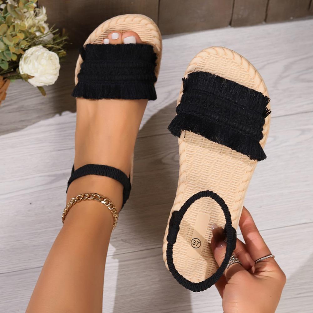 Женская обувь Летняя элегантная кисточка нескользящая удобная дышащая плоская обувь для отдыха на природе пляжная обувь