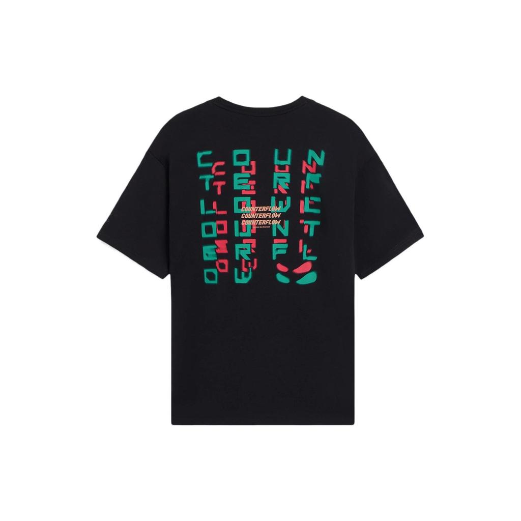 Li-Ning Футболка с коротким рукавом Sports Life Series с буквенным принтом, топы унисекс, черная AHSS935-5