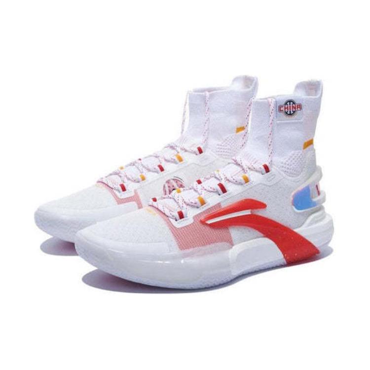 Li Ning Speed 9 Ультраамортизация Скользкие Устойчивые к истиранию Высокие Баскетбольные Кроссовки Мужские Белые ABAT013-2