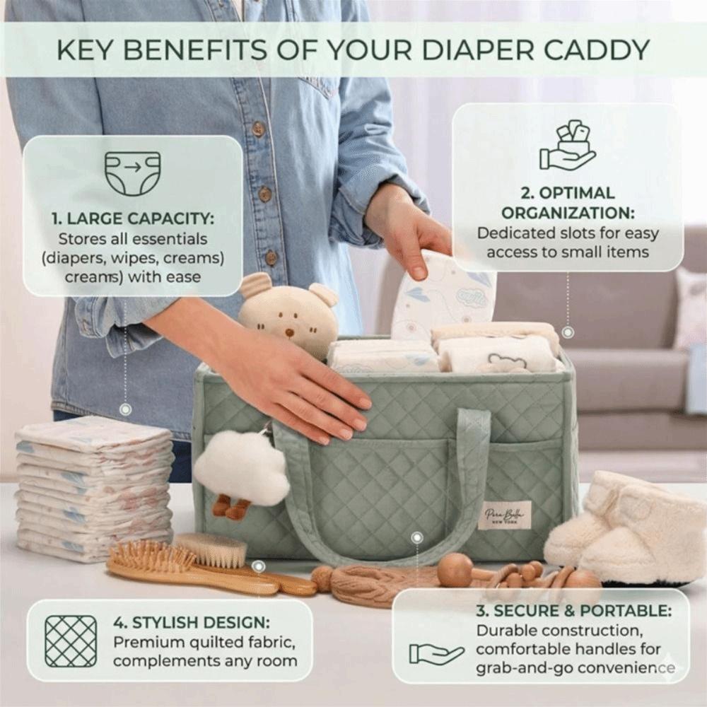 with Pouch Nursery Storage Basket Portable Baby Diaper Storage Bag Outdoor Travel