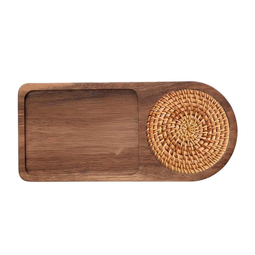High Quality Wood Coffee Tray Brown Cup/Food/Dessert Wood Plate Cup Mat Weaving Mate Breakfast Tray House Hold