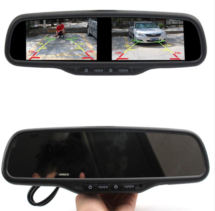 4,3-дюймовый TFT LCD Двухэкранный Автомобильный SUV Зеркало Заднего Вида Монитор 4-канальный HD с Кронштейном