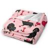 Dachshund Valentine's Day Fleece Blankets Dogs Animal Funny Throw Blankets for Home 150*125cm Quilt