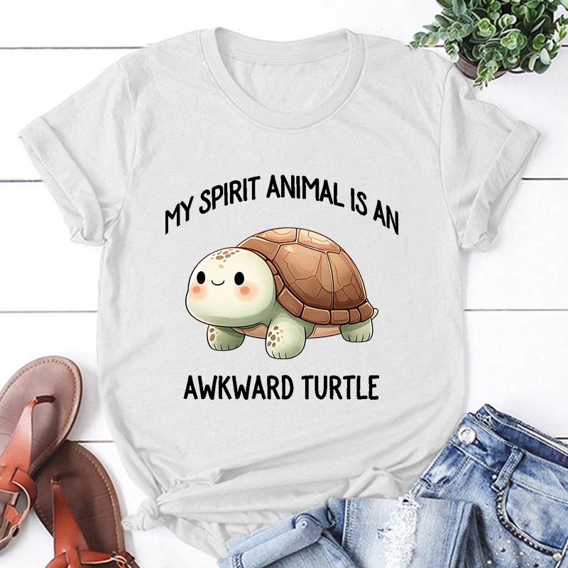 Мое тотемное животное - неуклюжая черепаха. Принтованная футболка. Мужские/женские топы. Футболки. Летняя прохладная свободная с коротким рукавом.
