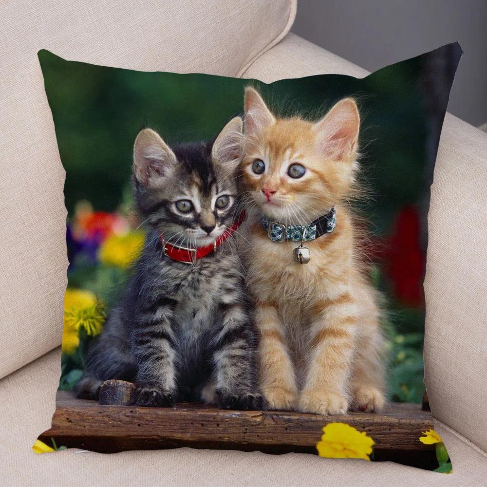 Симпатичная наволочка с принтом домашних животных, забавная кошка, украшение для автомобиля, дивана, домашняя наволочка