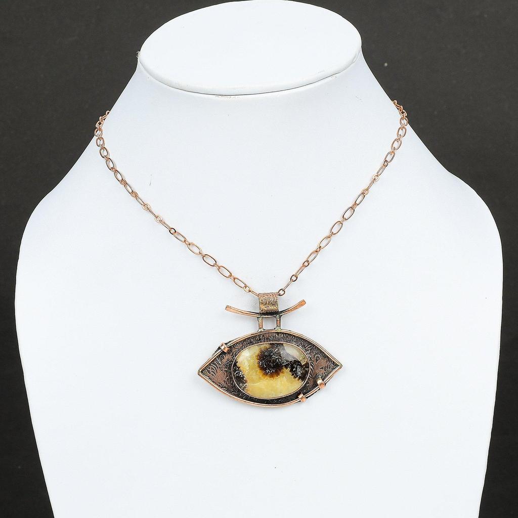 Септарианский кулон, медный кулон, подлинный драгоценный камень, кулон для особого случая, кулон ручной работы, септарианский медный ювелирный кулон для женщин