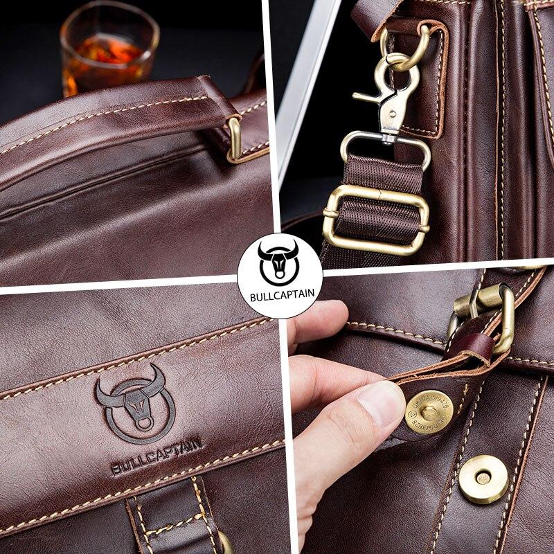 BULLCAPTAIN Ретро-деловая сумка-мессенджер из натуральной кожи, мужская сумка через плечо, модная повседневная сумка для подростков