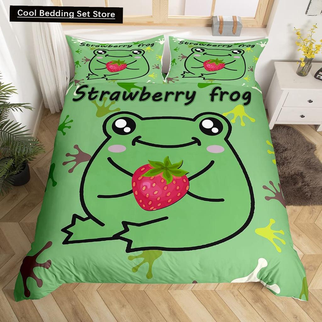 3D Frog Family King Queen Duvet Cover Little Tree Frog Bedding Set Tropical Nature Animal Quilt Cover Polyester Comforter Cover