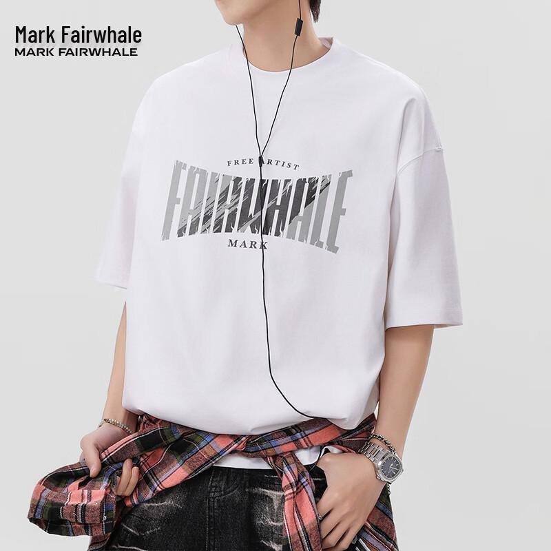 Mark Fairwhale Men's American Letter Print Crew Neck T-Shirt