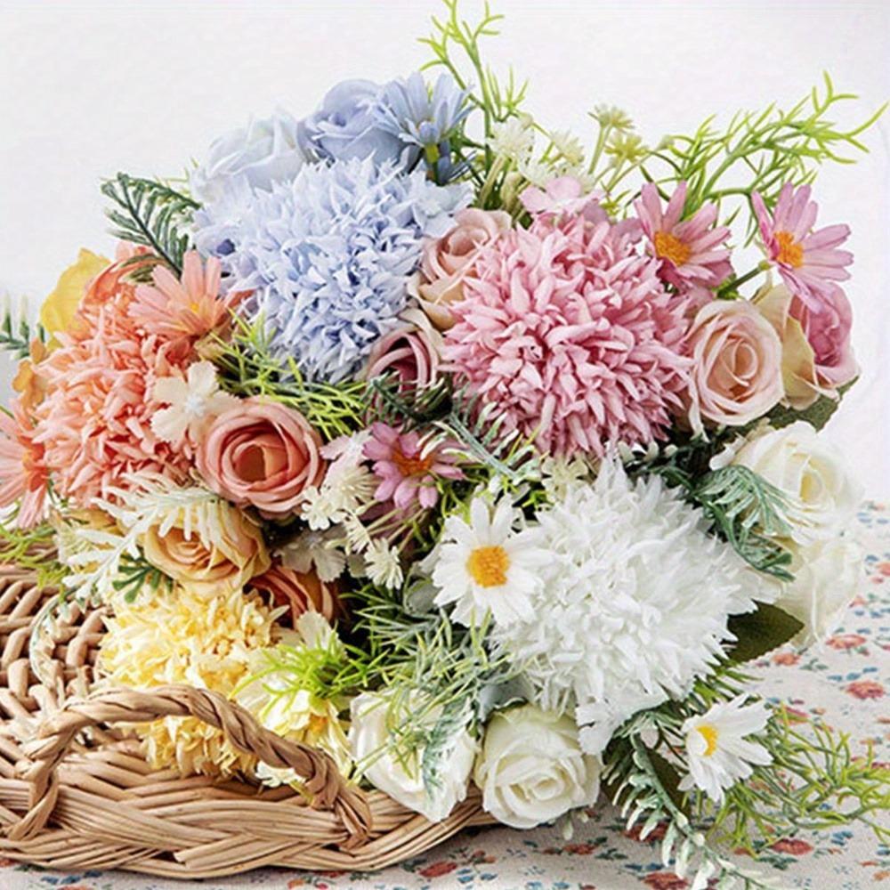 3 Pcs Silk Flowers Bouquet Artificial Flowers Fake for Home Decorations Table Centerpieces Flower Arrangement Wedding Decor Bridal Bouquet Baby Shower