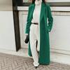 Womens Wool Blend Long Trench Coat With Notched Lapel Double Breasted Button Elegant Office Wear